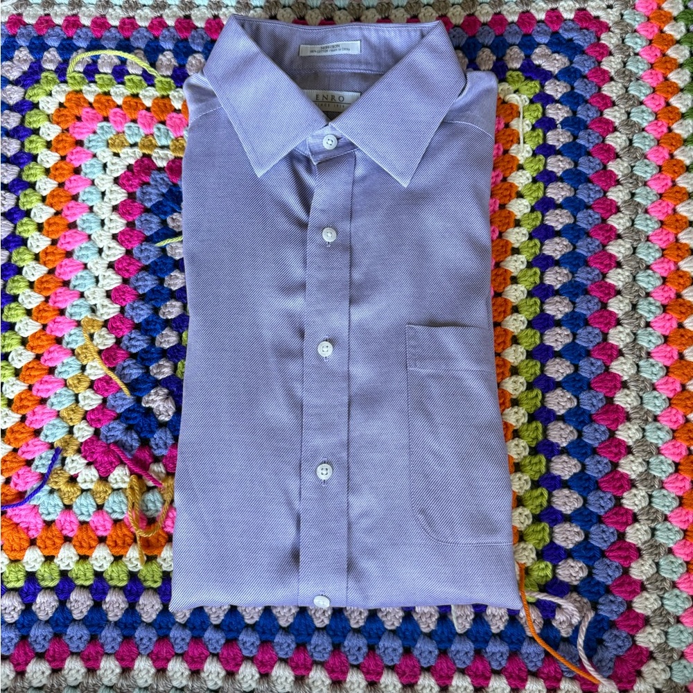 Enro Non-Iron Long Sleeve Purple Lavender Men's Dress Shirt - neck 17 size 34/35